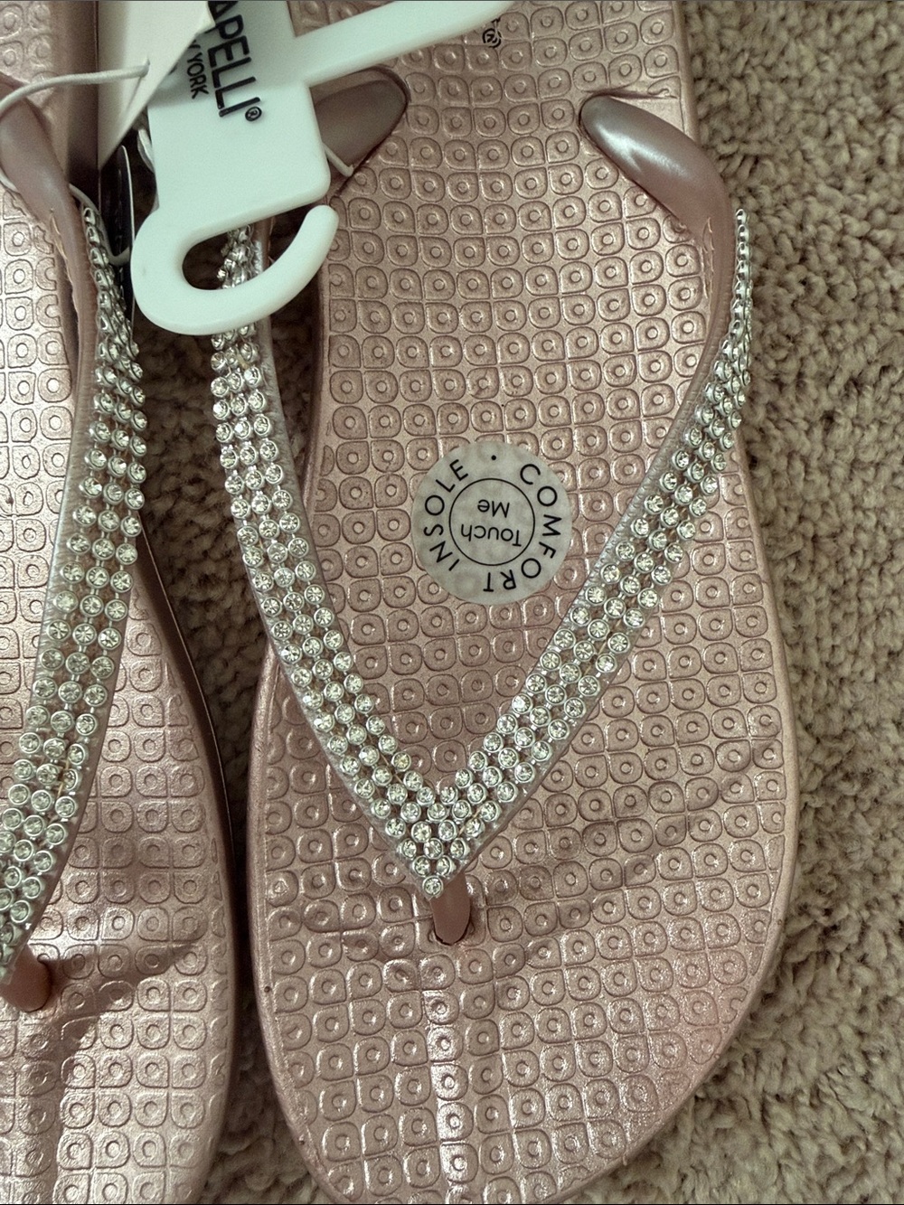 Capelli of New York Rose Gold Crystal-Embellished Flip Flops - Picture 3 of 3